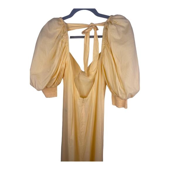 LPA Dress Romantic Milkmaid Cottagecore Puff Sleeve Midi Bow Ribbon Coquette S - Picture 5 of 9